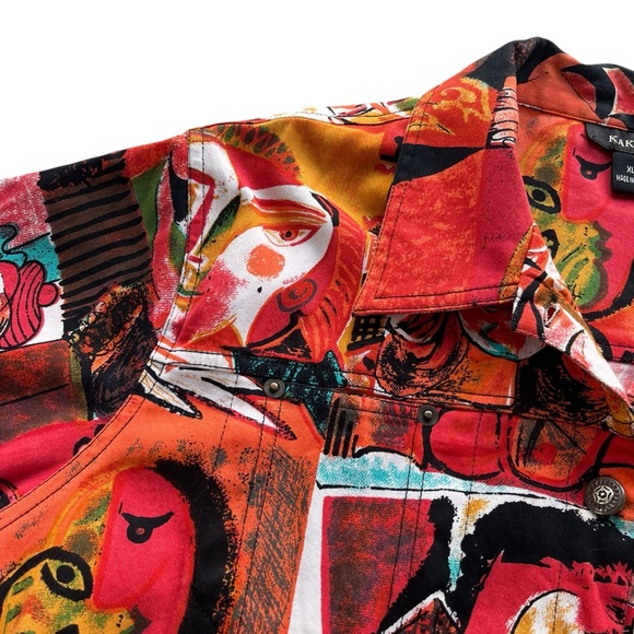Kaktus Women’s XL Colorful Abstract Pablo Picasso Portraits Art Print 3/4 Jacket - Picture 5 of 16